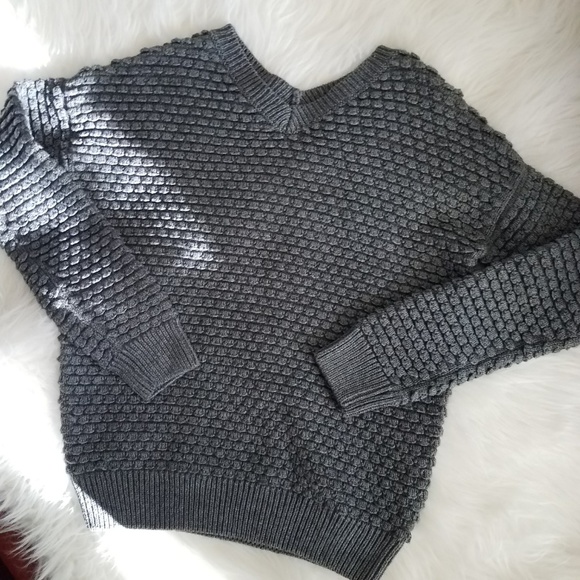 Vince Other - Vince Textured V Neck Sweater Sz S Gray